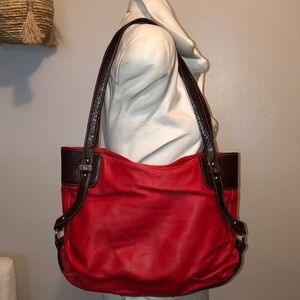 Petusco Red & Brown Leather Bag -made in Spain